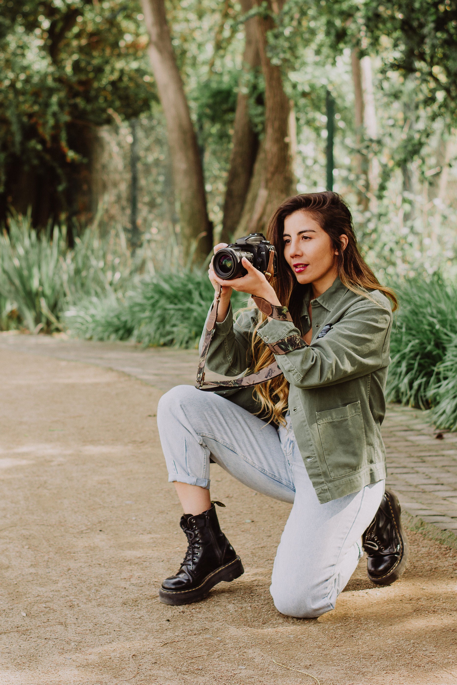 Correa de Cuero Cámara Camuflaje