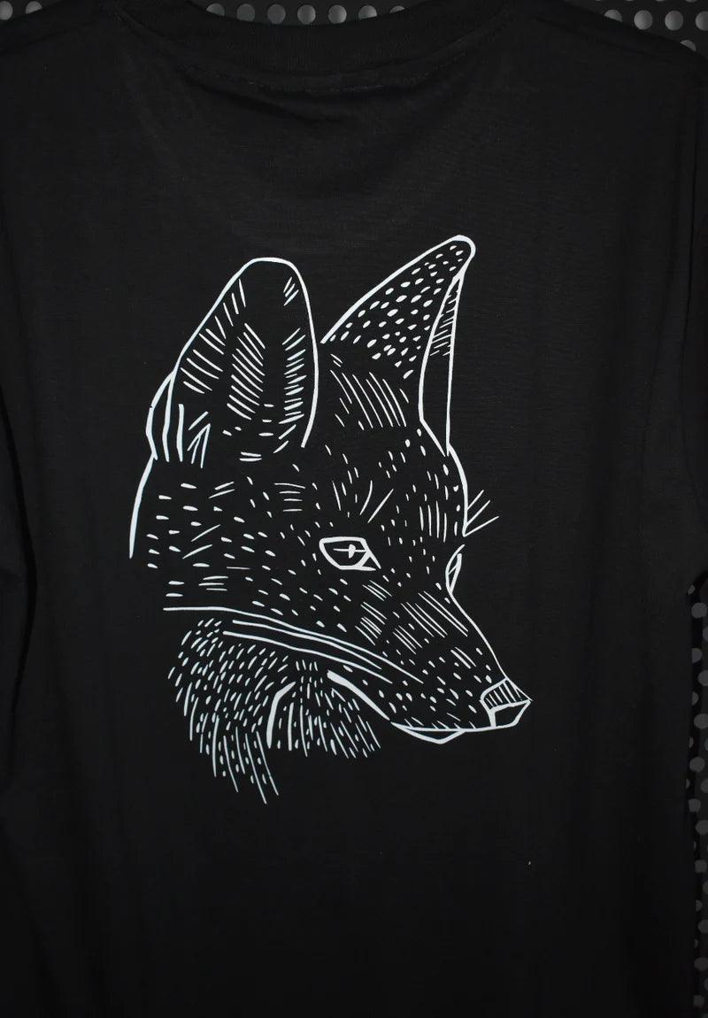 Polera Premium Unisex Negro Zorro Chilla - Ojos Viajeros