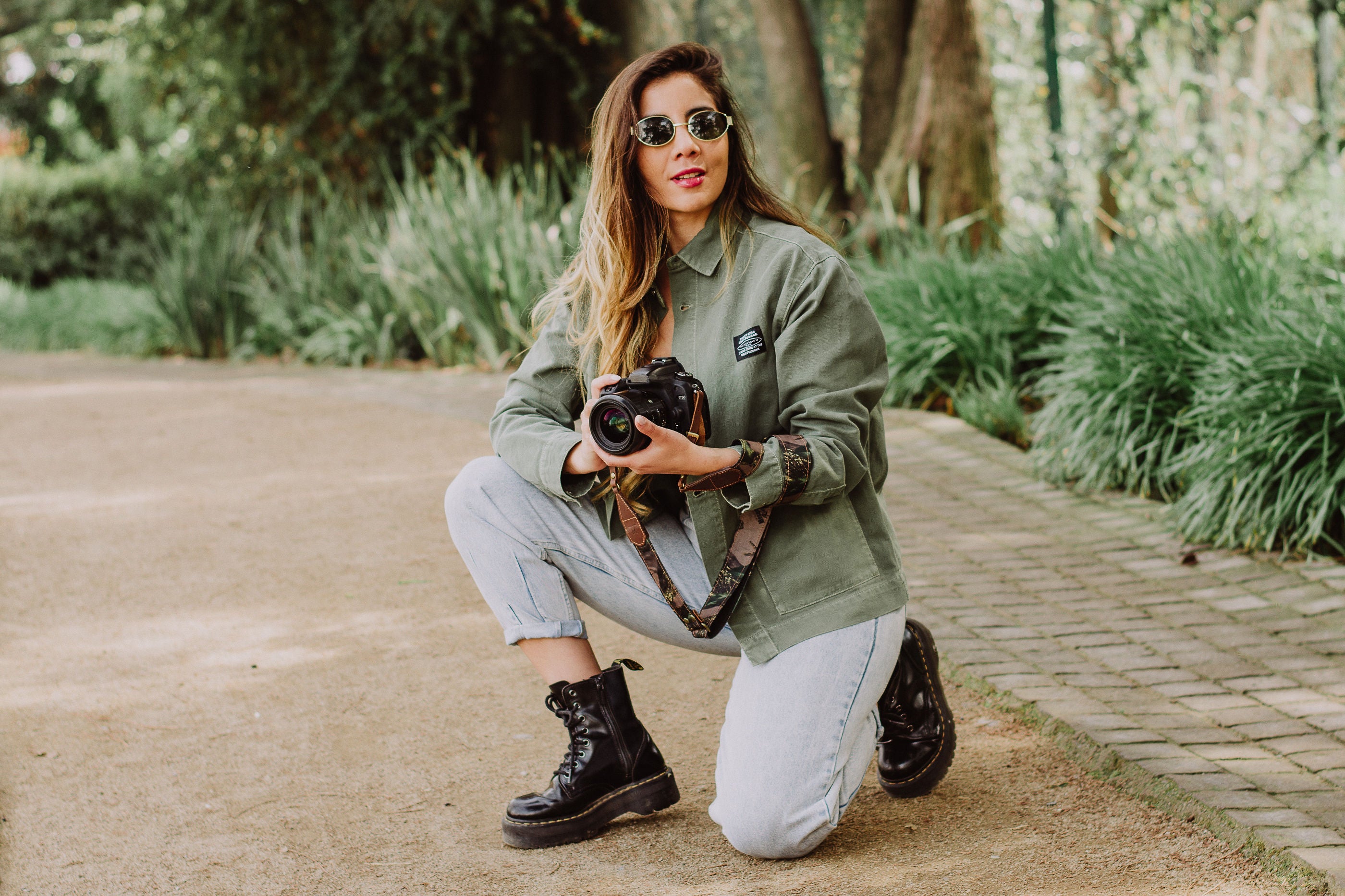 Correa de Cuero Cámara Camuflaje