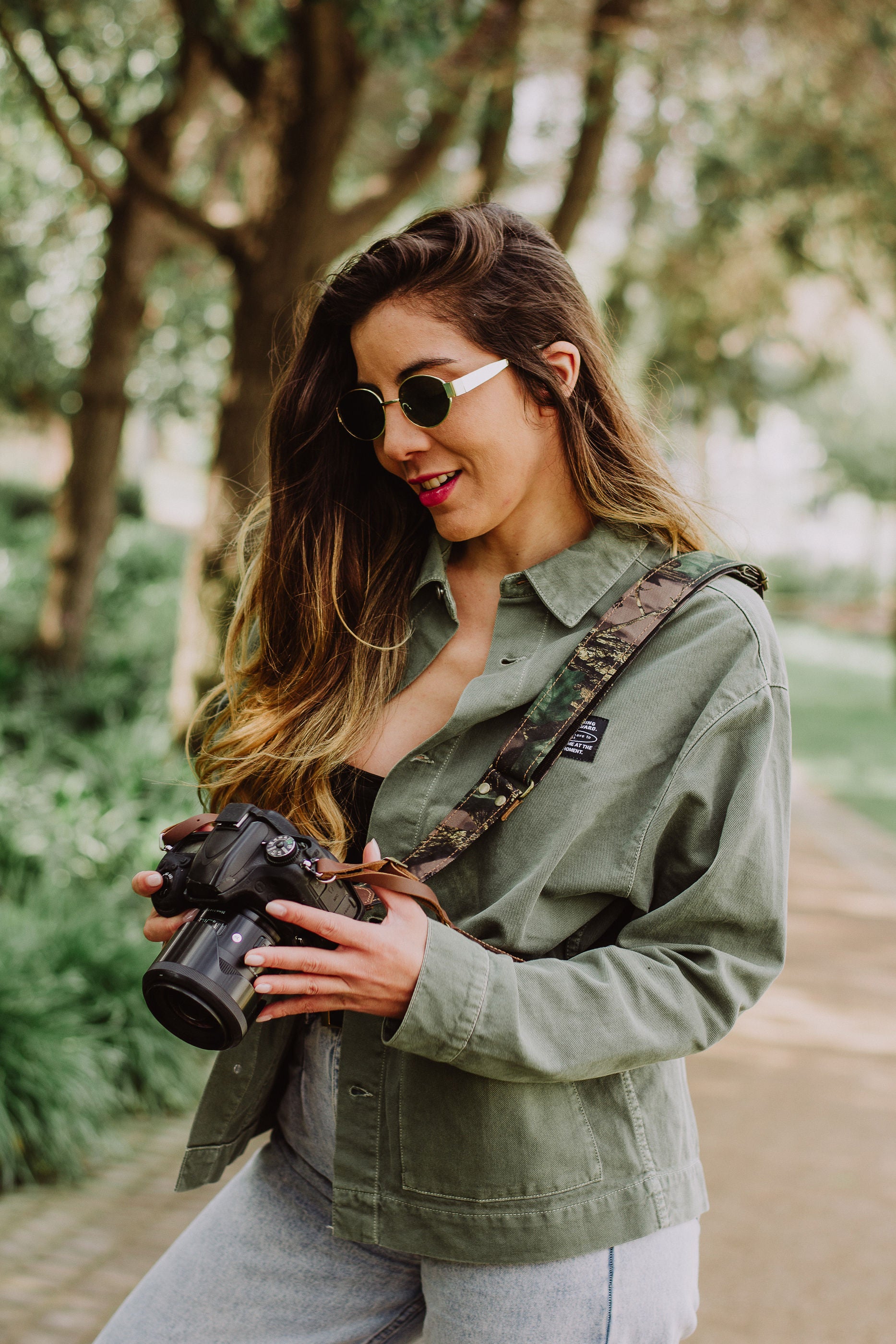 Correa de Cuero Cámara Camuflaje